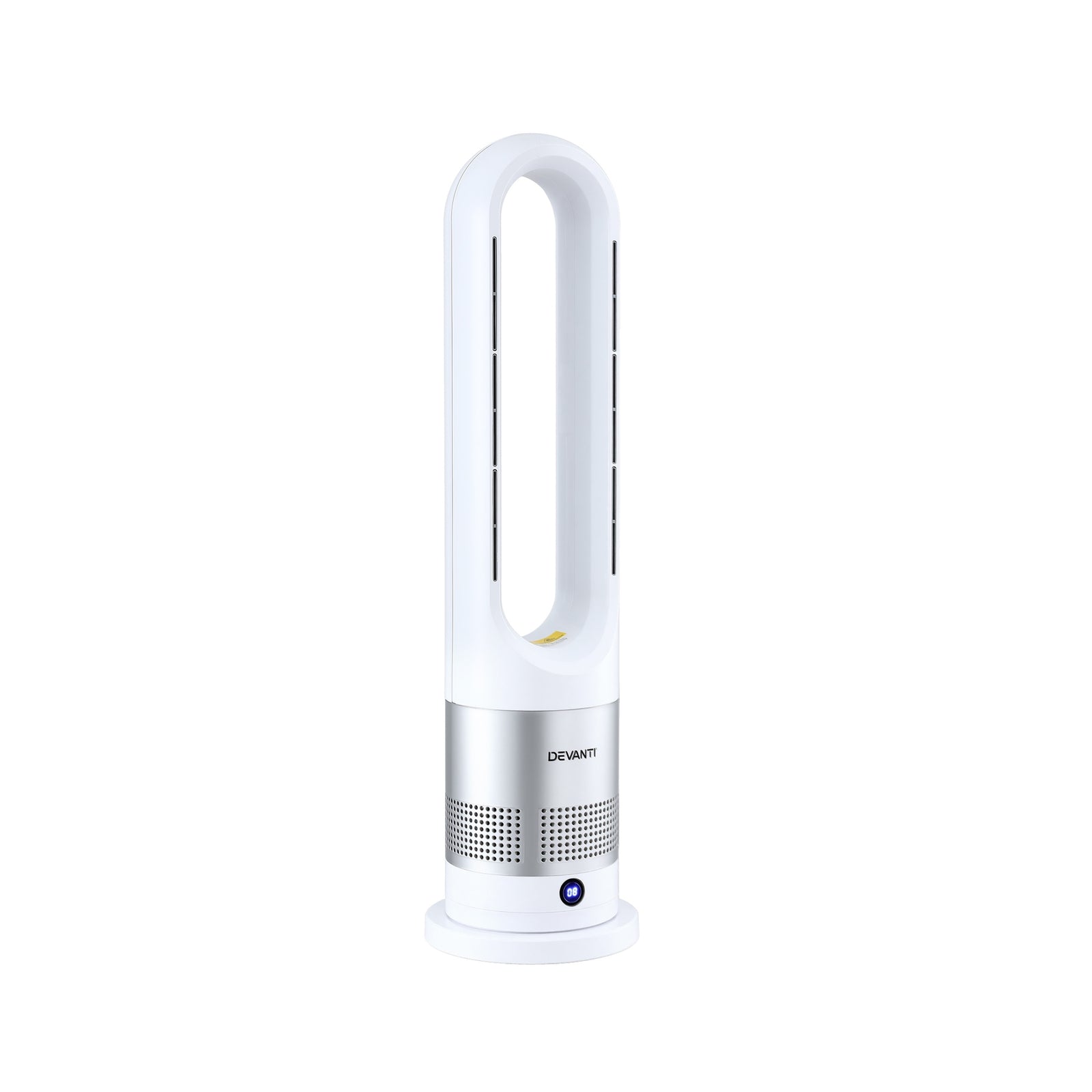 Devanti Bladeless Tower Fan Heater and Cooler 2in1 Portable Oscillation Fan for Bedroom Room Office Use White