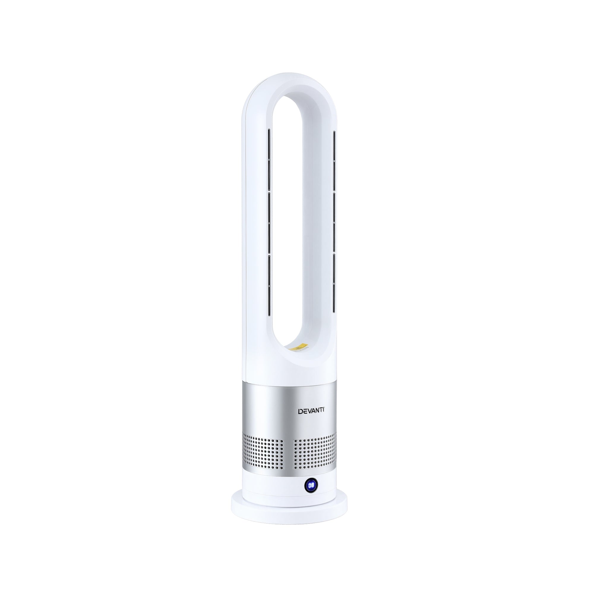 Devanti Bladeless Tower Fan Heater and Cooler 2in1 Portable Oscillation Fan for Bedroom Room Office Use White