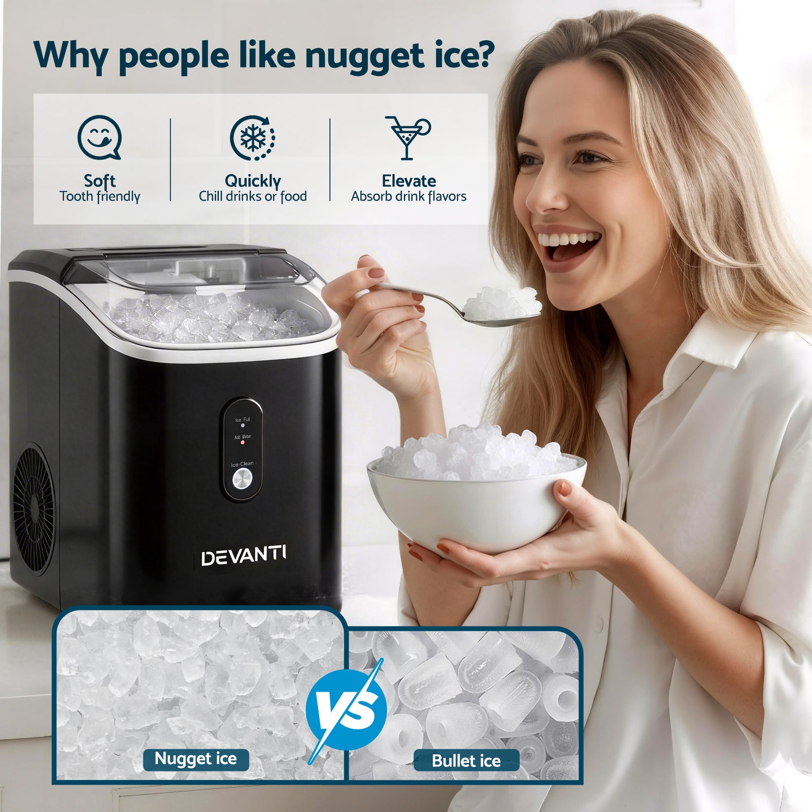 Devanti 15kg Nugget Ice Maker Machine
