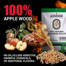 ASMOKE 20lbs Premium Apple Wood Pellets for Smoker & Grill – Natural Sweet Fruit Flavour BBQ Fuel for Chicken, Pork & Pizza Ovens