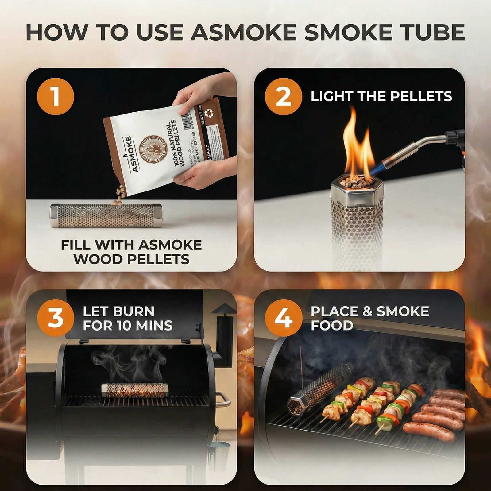 ASMOKE 100% Natural Apple Wood BBQ Smoker Pellets (2.27kg) - Premium Fruit Hardwood for Chicken & Pork