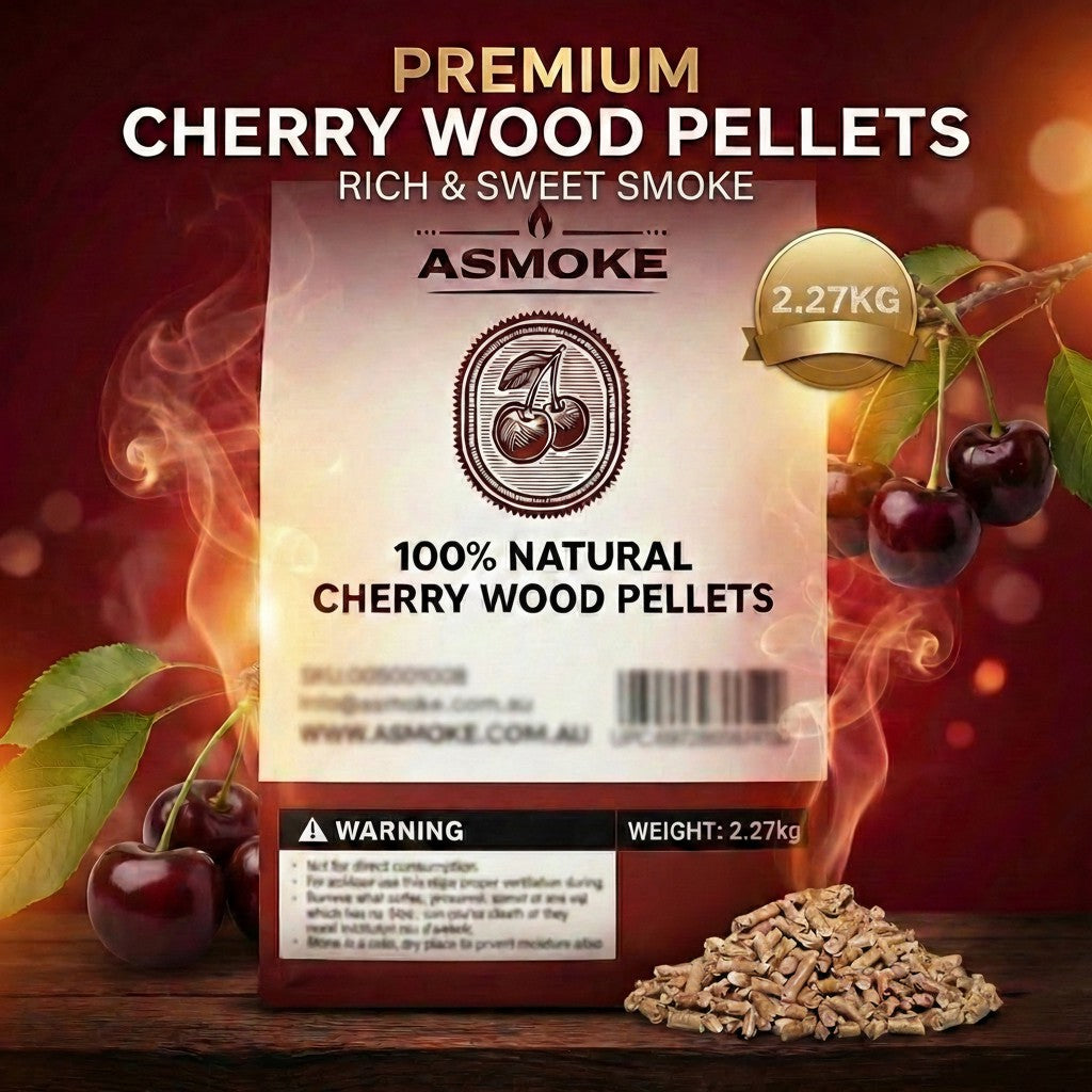 ASMOKE 19kg (40lbs) Premium Cherry Wood BBQ Smoker Pellets Bulk Bundle (8 x 2.27kg Bags)