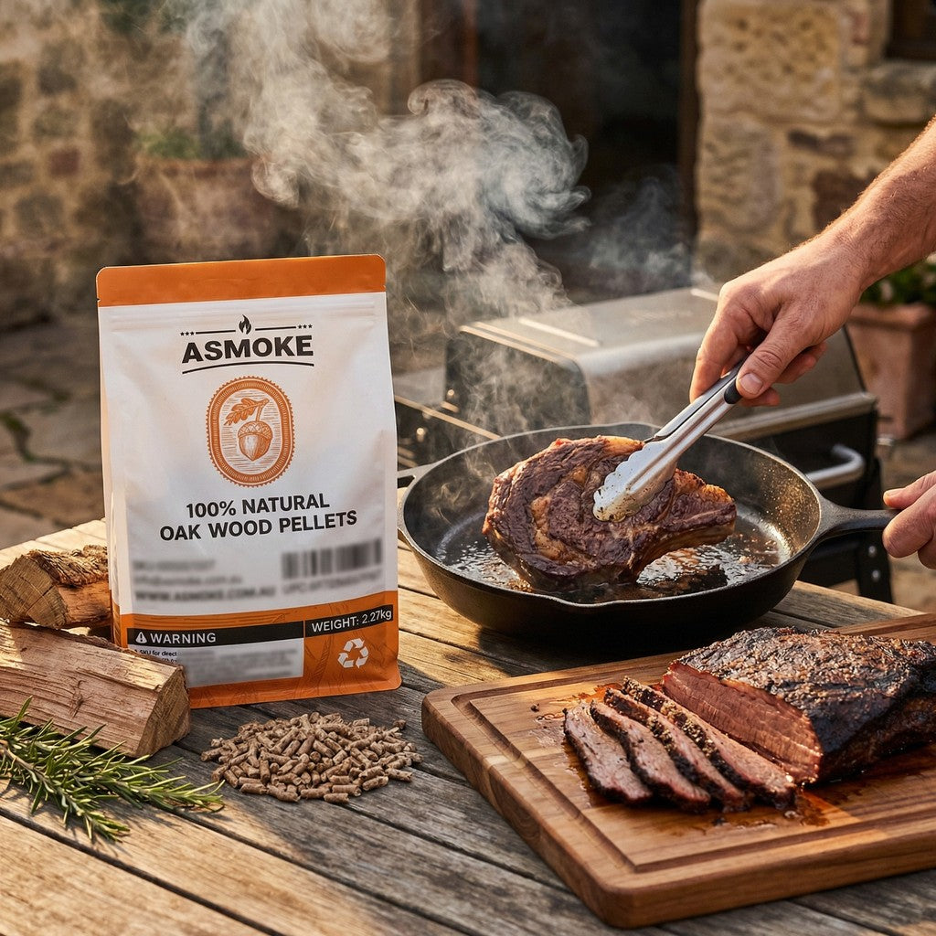 ASMOKE 100% Natural Oak Wood BBQ Pellets (2.27kg) - High Heat Hardwood for Brisket & Pizza Ovens