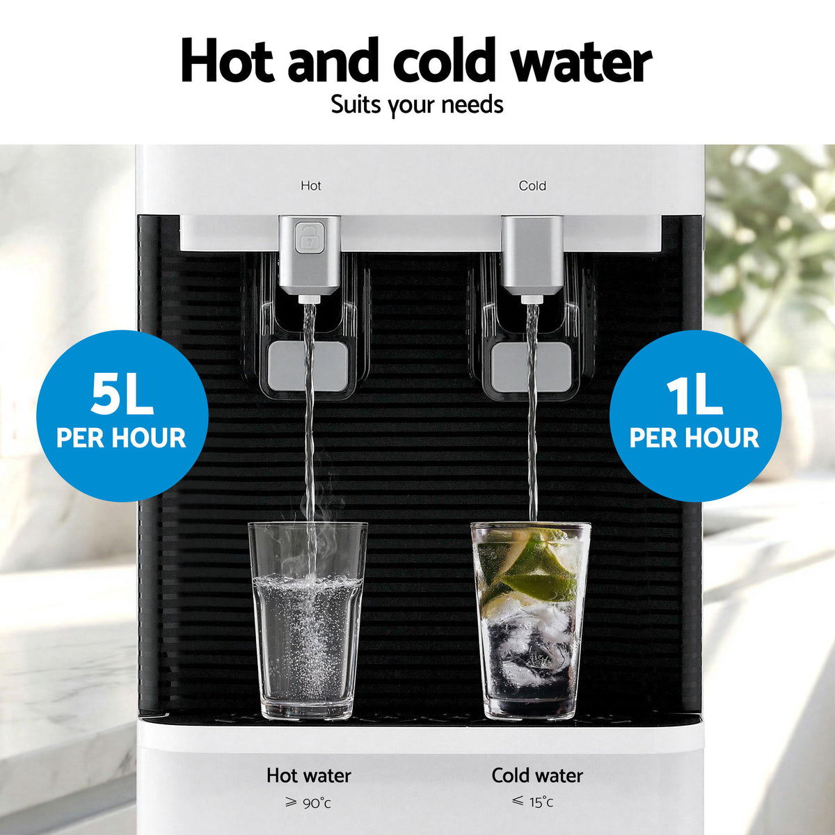 Devanti 2 Taps Water Cooler Dispenser Bottom Loading Dispenser Chiller Filter Purifier